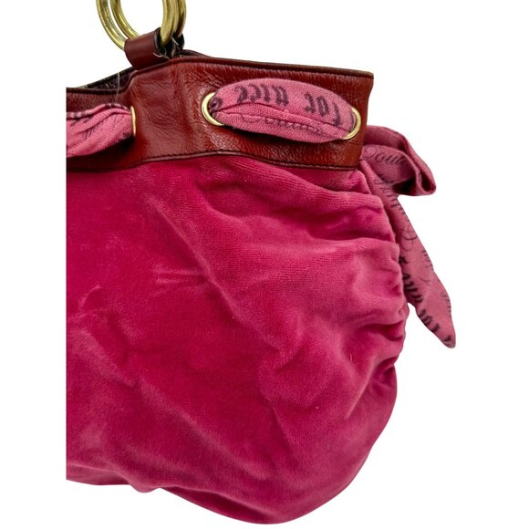 RARE Vintage Y2K Juicy Couture Pink Velour Vegan Leather Embroidered Logo Bag - Picture 15 of 16